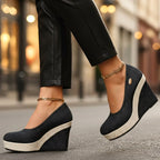 Simone | Women's Wedge Slip-On Shoes, Textured Platform Shoes