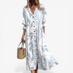 Tahlia | Women's Relaxed Shirt Dress with Bold Print, Button-Front Day Dress | Direct Attire | Azul claro