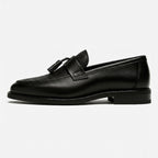 Taj | Men's Box Calf Leather Saddle Loafers, Slip-On Tassel Loafers | Direct Attire