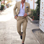 Tamara | Men's Linen Two-Piece Suit, Slim Fit Blazer Suit | Direct Attire | Caqui