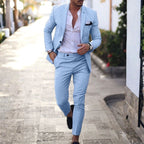 Tamara | Men's Linen Two-Piece Suit, Slim Fit Blazer Suit | Direct Attire | Celeste