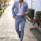 Tamara | Men's Linen Two-Piece Suit, Slim Fit Blazer Suit | Direct Attire | Azul claro