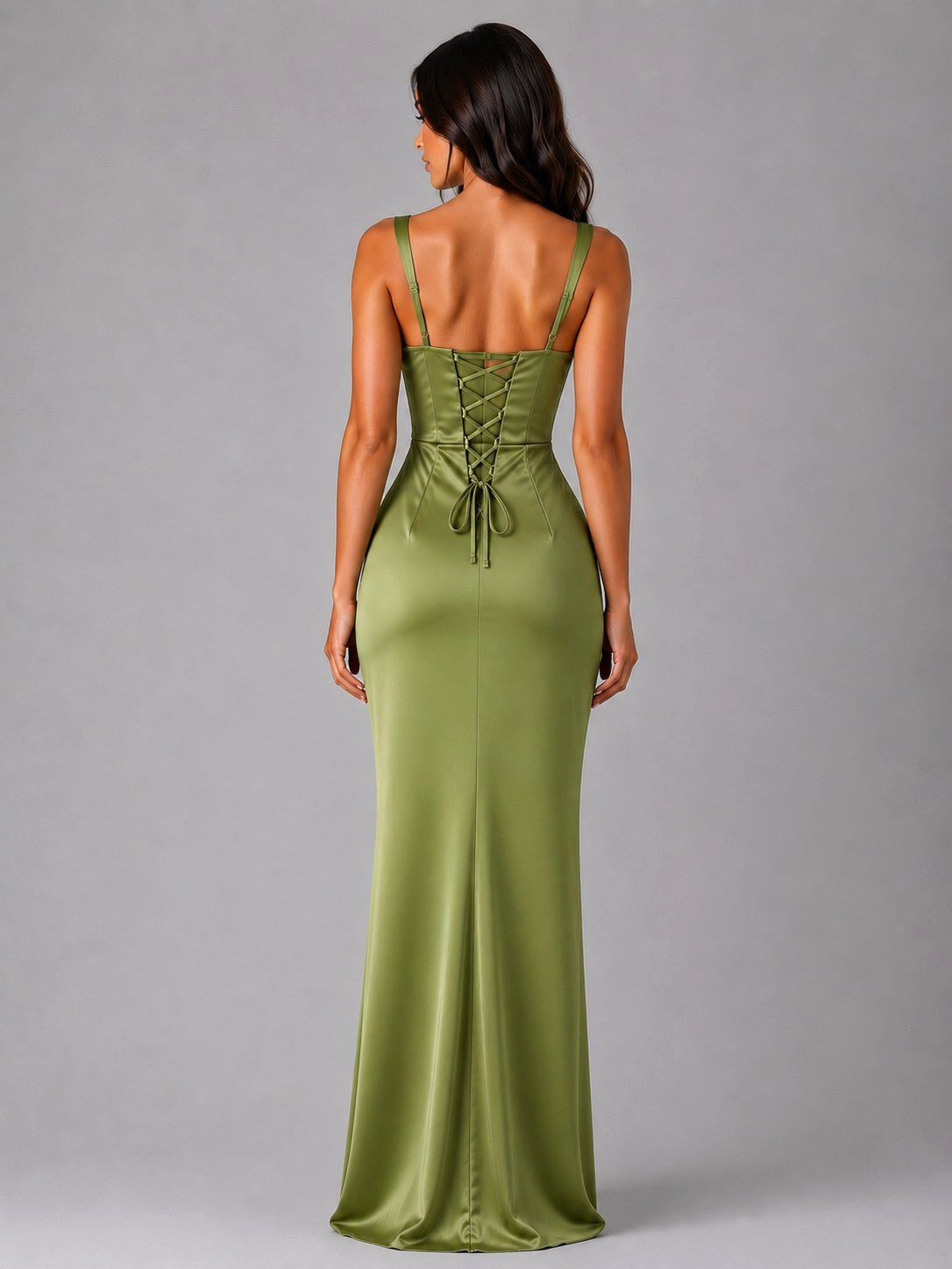Tanya | Women's Satin Maxi Dress with Ruched Waist, Sculpted Evening Dress | Direct Attire | Navy Blue