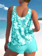 Teagan | Women's Tankini Shorts Swimsuit Set, Flattering Summer Swimwear for Holidays and Beach Days, Flattering Summer Swimwear for Holidays and Beach Days - Light Green