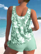 Teagan | Women's Tankini Shorts Swimsuit Set, Flattering Summer Swimwear for Holidays and Beach Days, Flattering Summer Swimwear for Holidays and Beach Days - Light Grey
