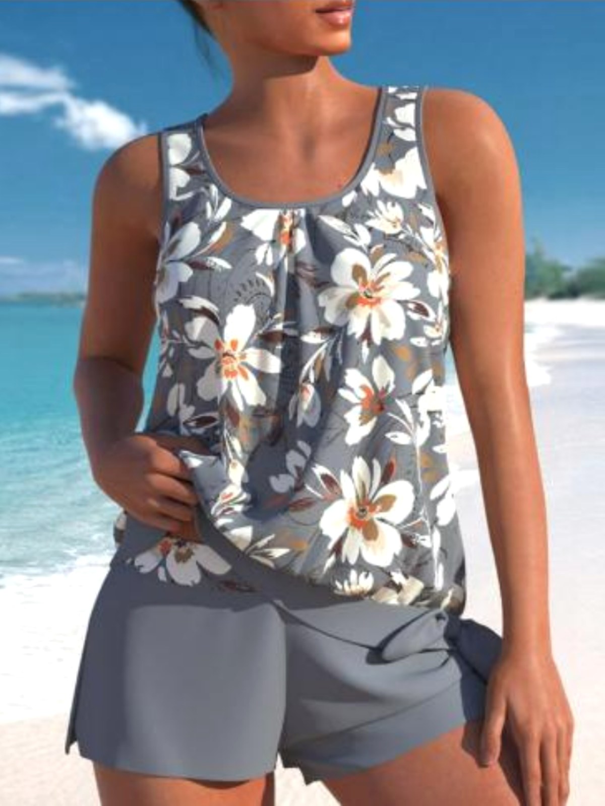 Teagan | Women's Tankini Shorts Swimsuit Set, Flattering Summer Swimwear for Holidays and Beach Days, Flattering Summer Swimwear for Holidays and Beach Days - image 5
