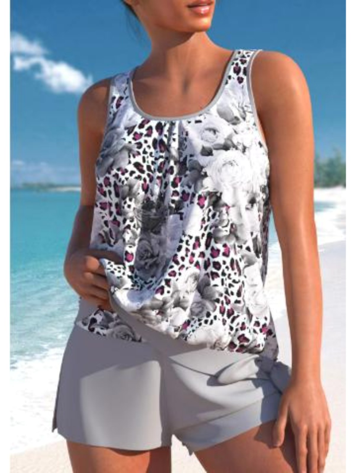 Teagan | Women's Tankini Shorts Swimsuit Set, Flattering Summer Swimwear for Holidays and Beach Days, Flattering Summer Swimwear for Holidays and Beach Days - image 7
