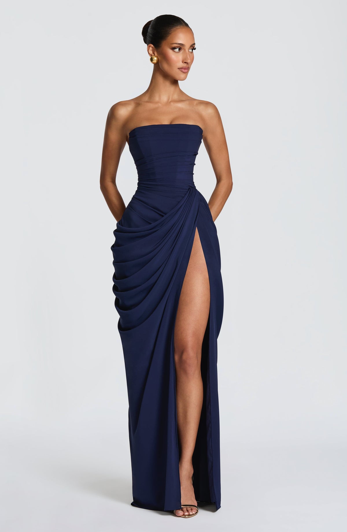 Tegan | Women's Strapless Maxi Dress with Sculpted Bodice, Evening Maxi Dress | Direct Attire