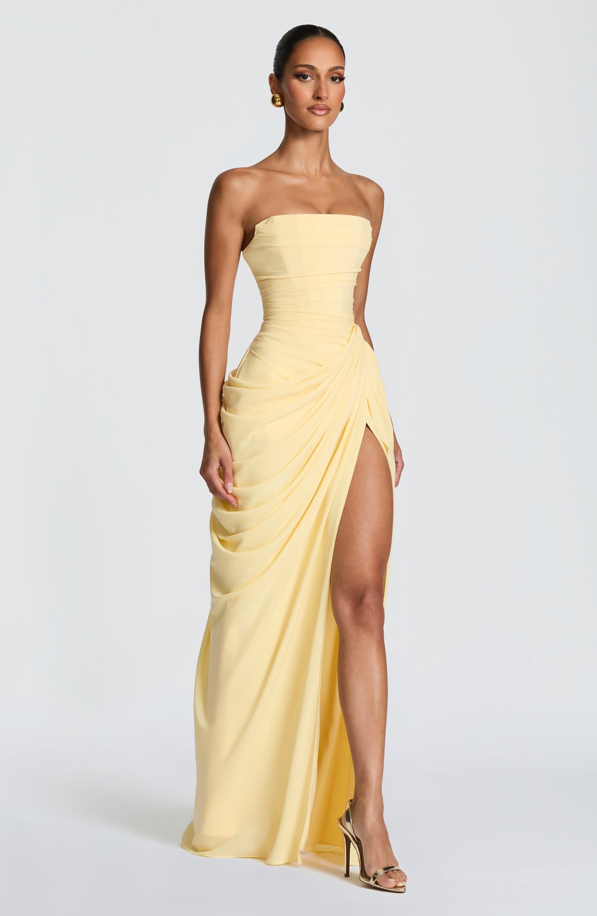 Tegan | Women's Strapless Maxi Dress with Sculpted Bodice, Evening Maxi Dress | Direct Attire