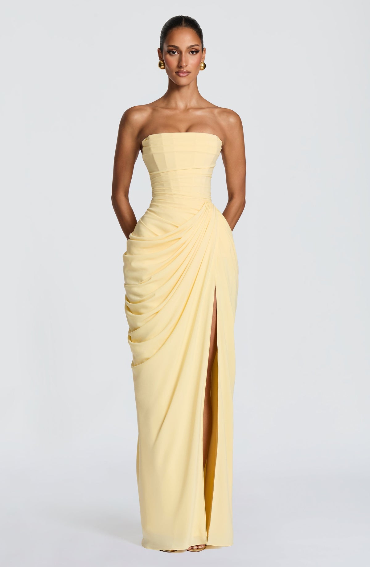 Tegan | Women's Strapless Maxi Dress with Sculpted Bodice, Evening Maxi Dress | Direct Attire