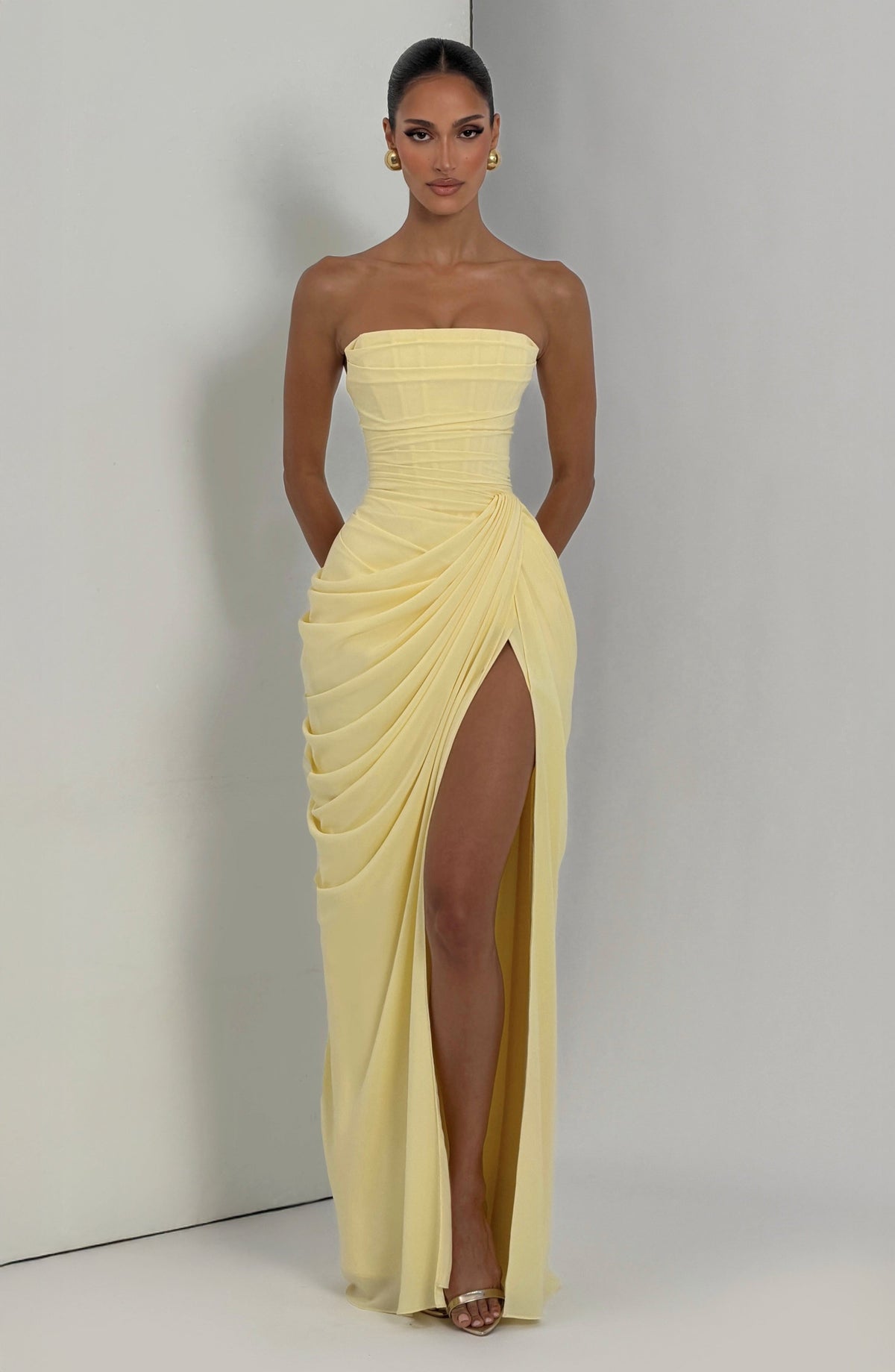 Tegan | Women's Strapless Maxi Dress with Sculpted Bodice, Evening Maxi Dress | Direct Attire