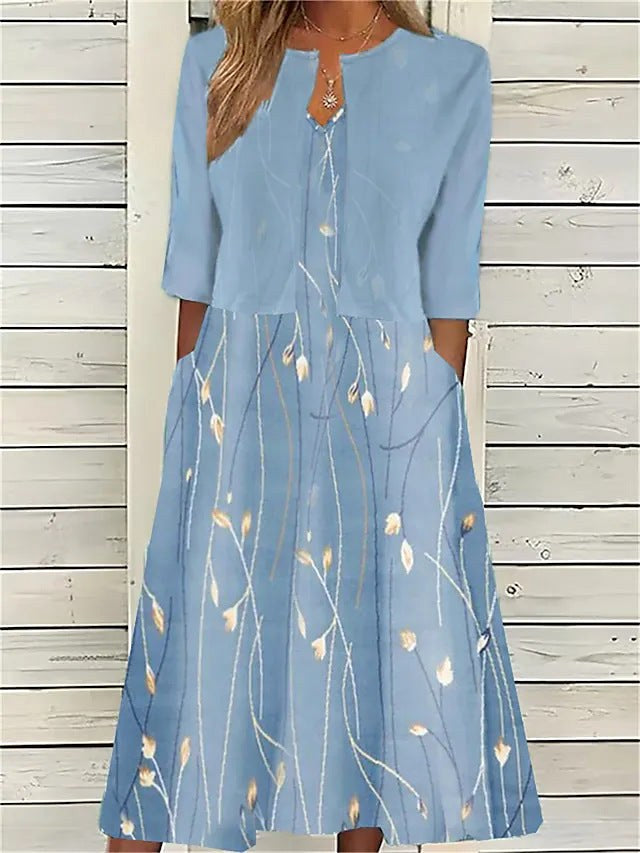 Tessa | Women's Chic Two-Piece Midi Set, Coordinated Summer Outfit for Holidays and Casual Wear, Coordinated Summer Outfit for Holidays and Casual Wear - Blue