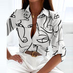 Tiffany | Women's Collared Printed Blouse, Classic Button-Up Top | Direct Attire | Violette Blume
