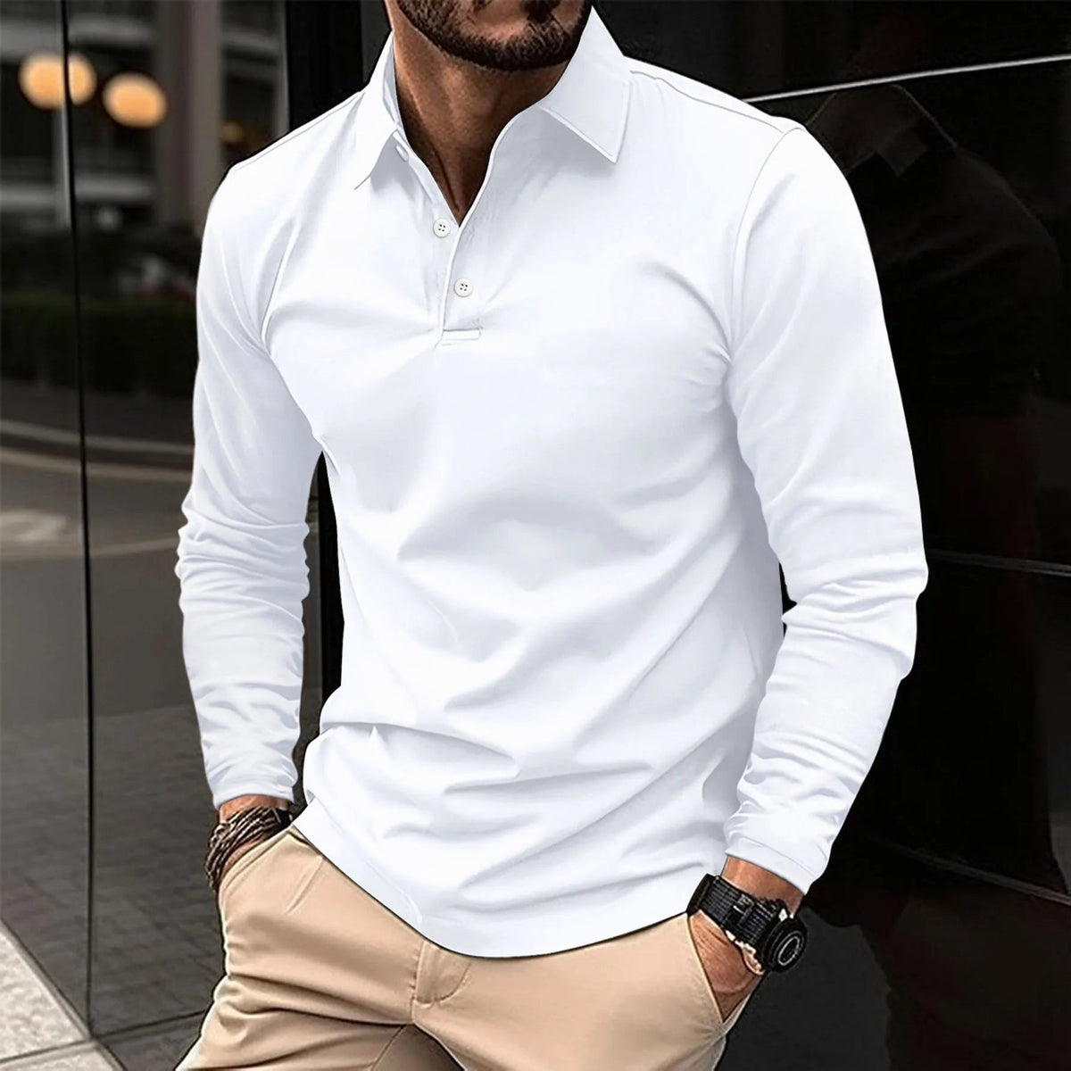 Toby | Men's Long-Sleeve Polo Shirt, Classic Button-Up Polo | Direct Attire