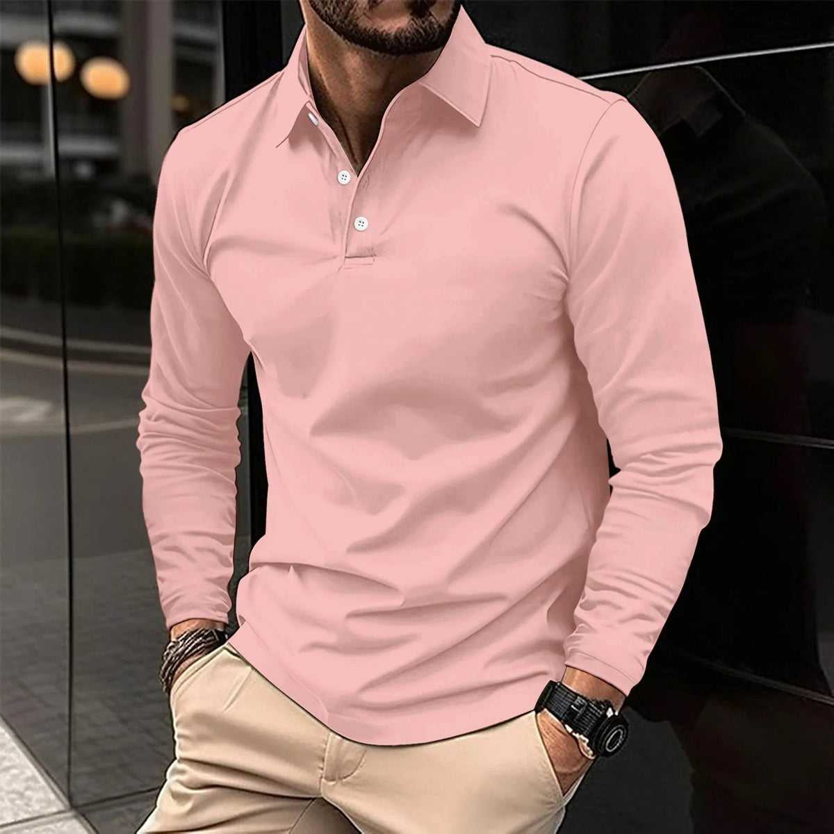 Toby | Men's Long-Sleeve Polo Shirt, Classic Button-Up Polo | Direct Attire
