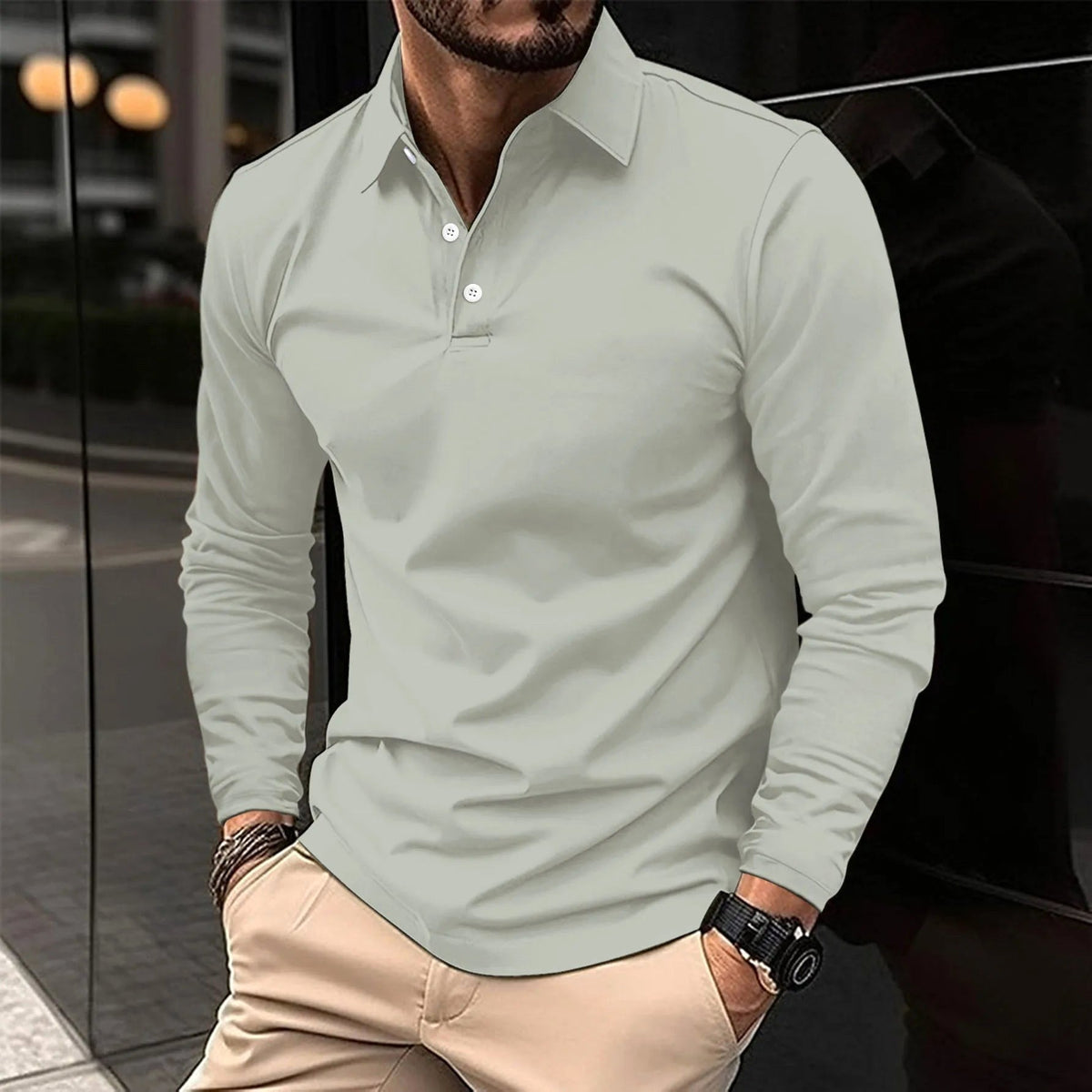 Toby | Men's Long-Sleeve Polo Shirt, Classic Button-Up Polo | Direct Attire