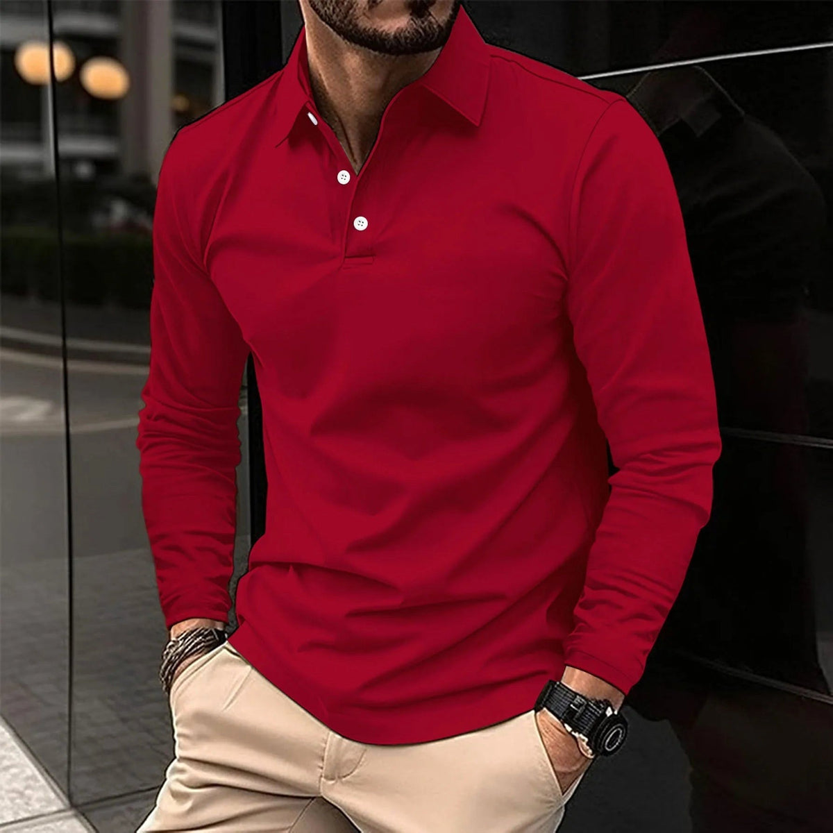 Toby | Men's Long-Sleeve Polo Shirt, Classic Button-Up Polo | Direct Attire