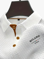 Toby | Men's Textured Polo Shirt, Woven Structured Shirt | Direct Attire | White