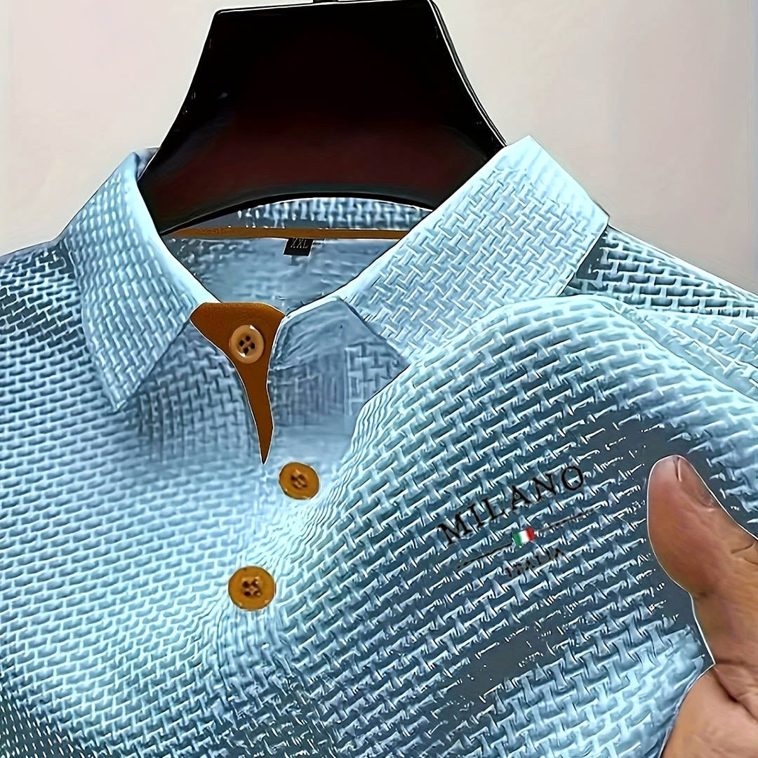 Toby | Men's Textured Polo Shirt, Woven Structured Shirt | Direct Attire | Grey