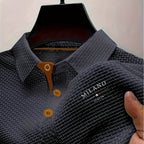 Toby | Men's Textured Polo Shirt, Woven Structured Shirt | Direct Attire | Navy Blue