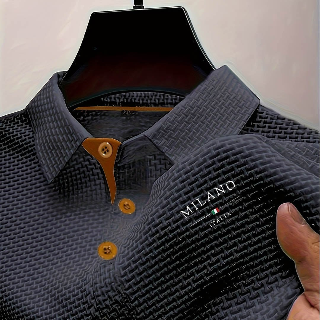 Toby | Men's Textured Polo Shirt, Woven Structured Shirt | Direct Attire | Navy Blue