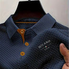 Toby | Men's Textured Polo Shirt, Woven Structured Shirt | Direct Attire | Black