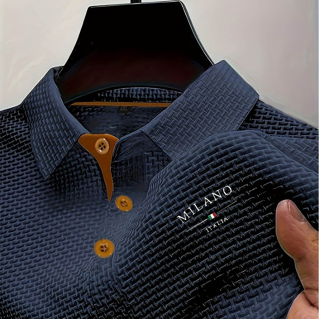 Toby | Men's Textured Polo Shirt, Woven Structured Shirt | Direct Attire | Black