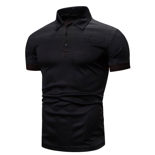 Tyler | Men's Short-Sleeve Polo Shirt, Ribbed Collar Polo | Direct Attire | Zwart