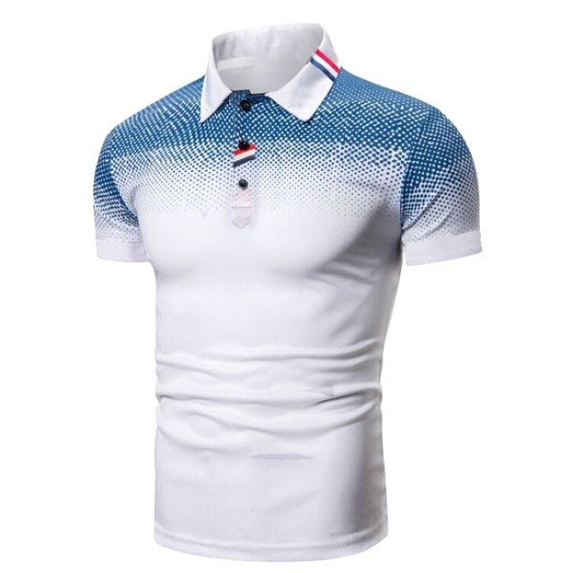Tyler | Men's Short-Sleeve Polo Shirt, Ribbed Collar Polo | Direct Attire | Blauw