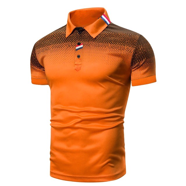 Tyler | Men's Short-Sleeve Polo Shirt, Ribbed Collar Polo | Direct Attire | Oranje