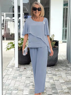 Vivienne | Women's Chiffon Cape Two-Piece Set, Coordinated Summer Outfit for Holidays and Casual Wear, Coordinated Summer Outfit for Holidays and Casual Wear - image 3