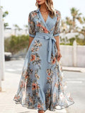 Vivienne | Women's Light Blue Wrap Midi Dress, Flattering Summer Dress for Holidays and Everyday Wear, Flattering Summer Dress for Holidays and Everyday Wear - image 1