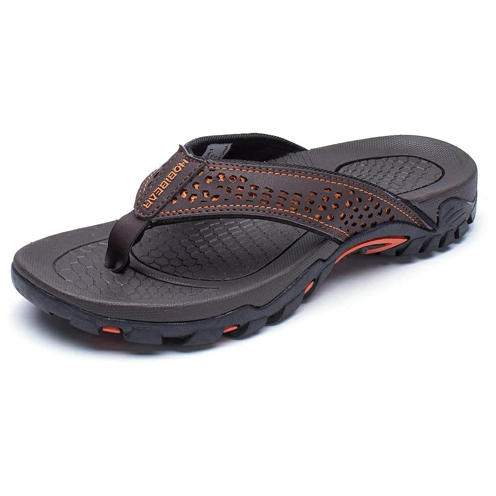 Zane | Men's Arch Support Flip Flops, Lightweight Sandals | Direct Attire | Brown