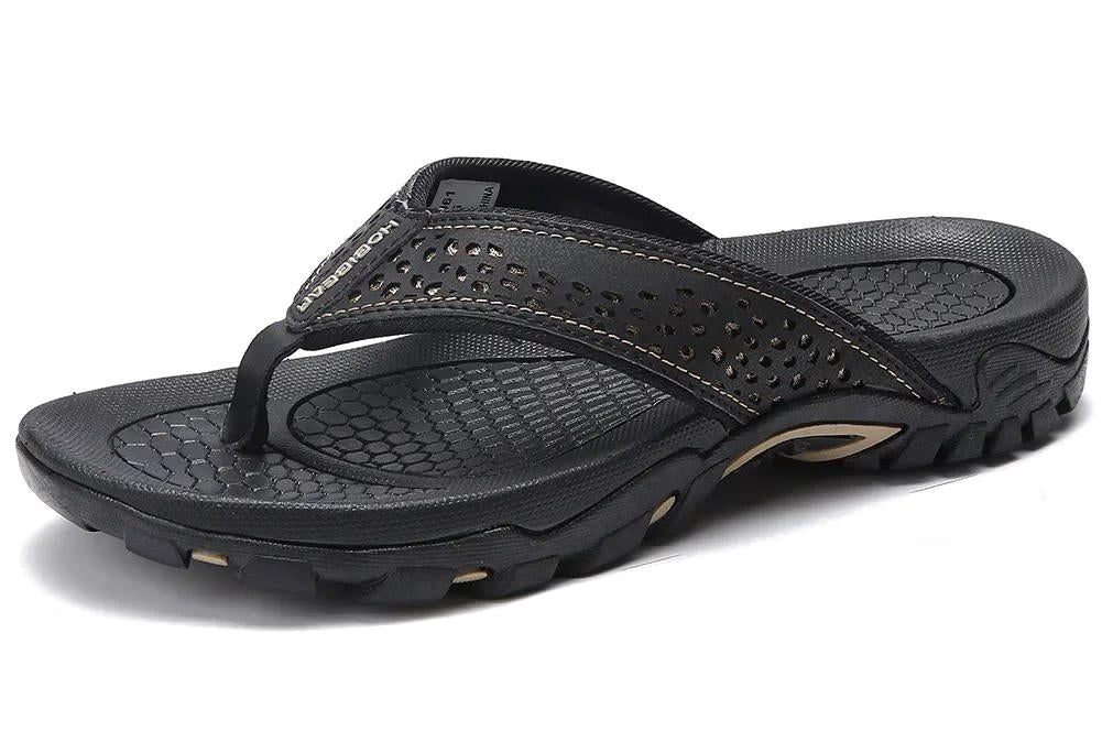 Zane | Men's Arch Support Flip Flops, Lightweight Sandals | Direct Attire | Black