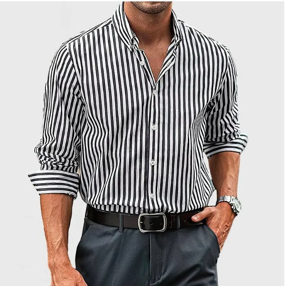 Zane | Men's Striped Cotton Button Shirt, Classic Dress Shirt | Direct Attire | Red