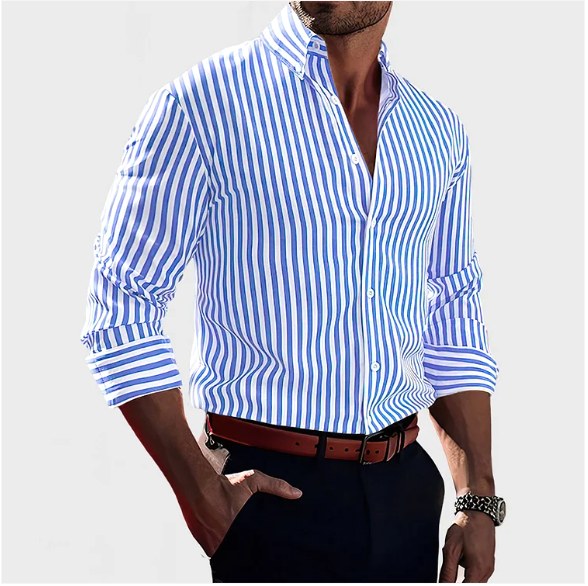 Zane | Men's Striped Cotton Button Shirt, Classic Dress Shirt | Direct Attire